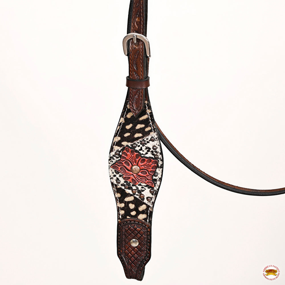 HILASON Western Horse Floral Headstall Breast Collar Leather Brown