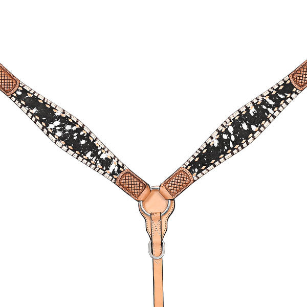 HILASON Western Horse Headstall Breast Collar Hair-On Leather Tan - Uhorse