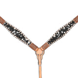 HILASON Western Horse Floral Headstall Breast Collar Set Hair-On Leather Tan with Black | Tack for Horses