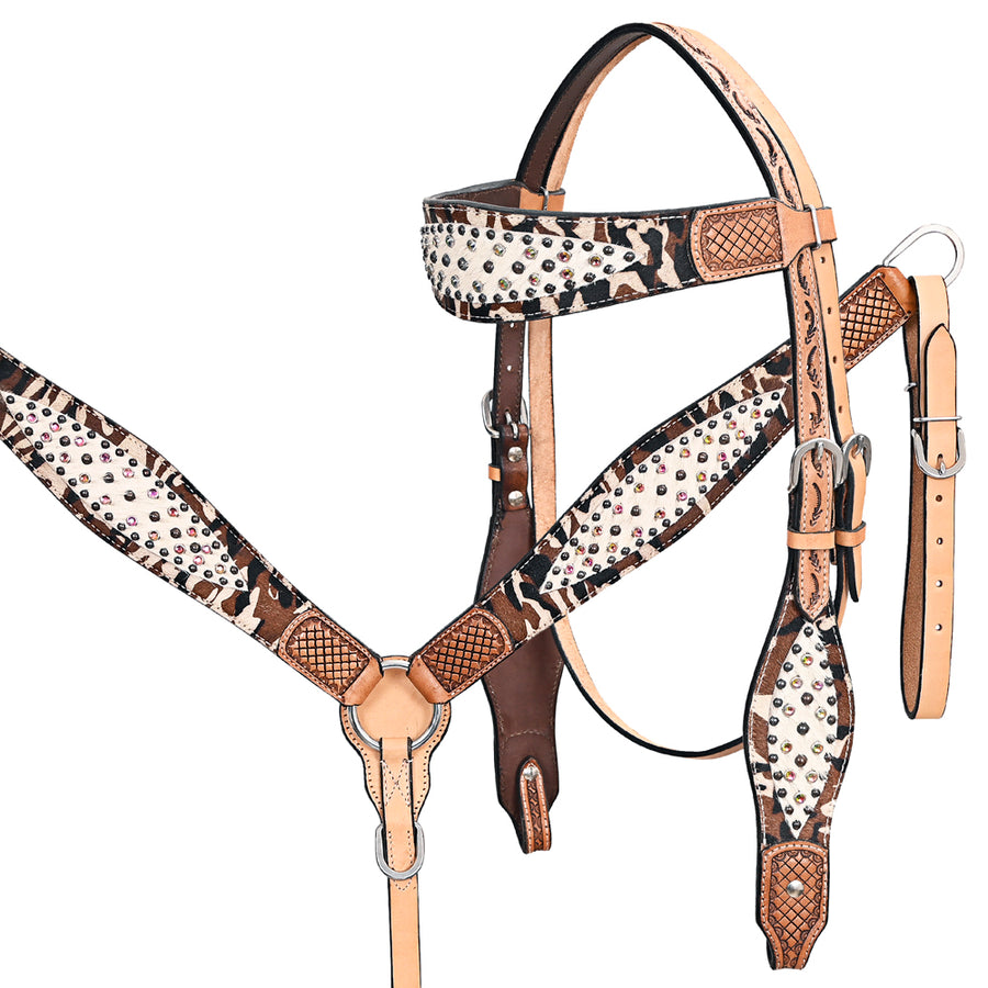 HILASON Western Horse Headstall Breast Collar Leather Tan - Uhorse