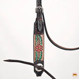 HILASON Western Horse Headstall & Breast Collar American Leather Floral Carving