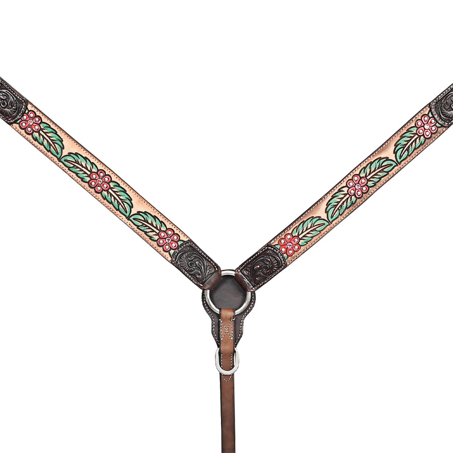 HILASON Western Horse Headstall & Breast Collar American Leather Floral Carving