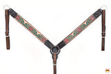 HILASON Western Horse Headstall & Breast Collar American Leather Floral Carving