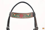 HILASON Western Horse Headstall & Breast Collar American Leather Floral Carving