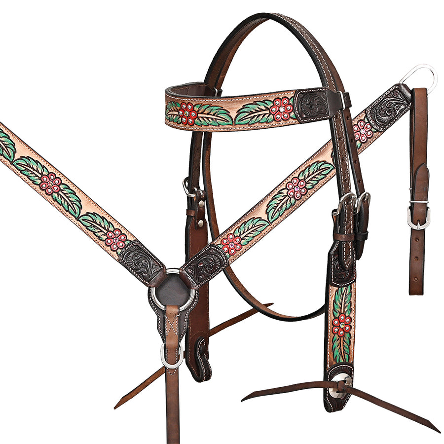 HILASON Western Horse Headstall Breast Collar Leather Brown - Uhorse