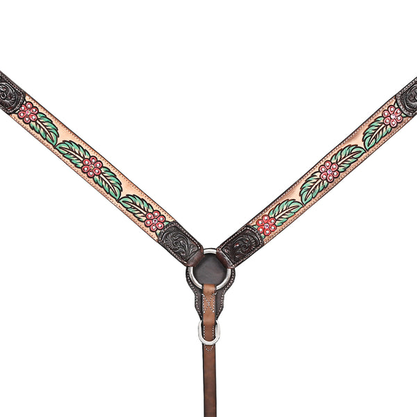 HILASON Western Horse Floral Headstall Breast Collar Leather Brown - Uhorse