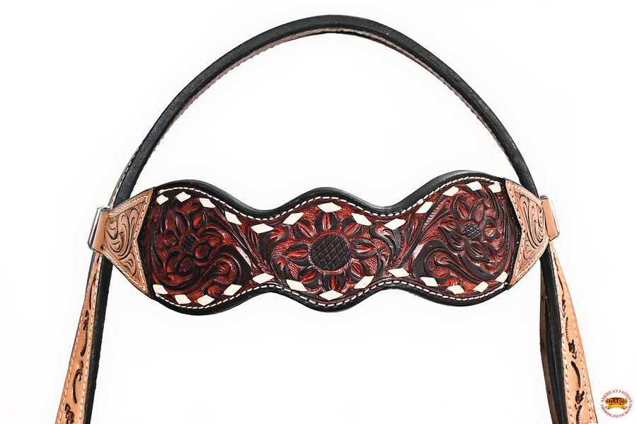 HILASON Western Horse Headstall & Breast Collar American Leather Hand Carving