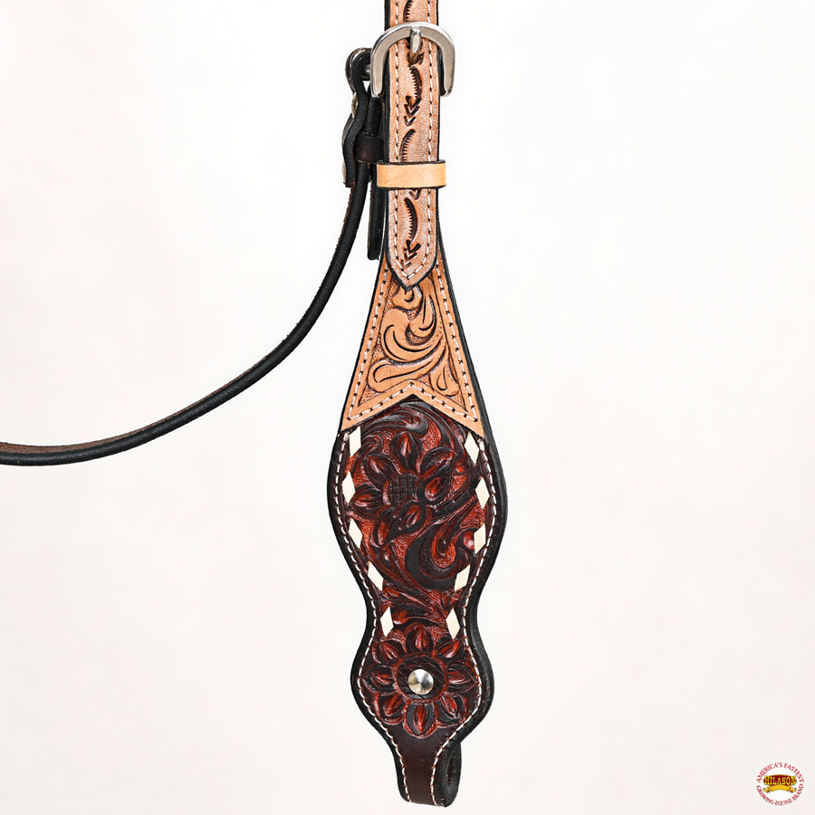 HILASON Western Horse Floral Headstall Breast Collar Set American Leather Brown | Tack for Horses
