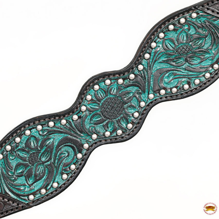 HILASON Western Horse Floral Headstall Breast Collar Set American Leather Brown | Tack for Horses