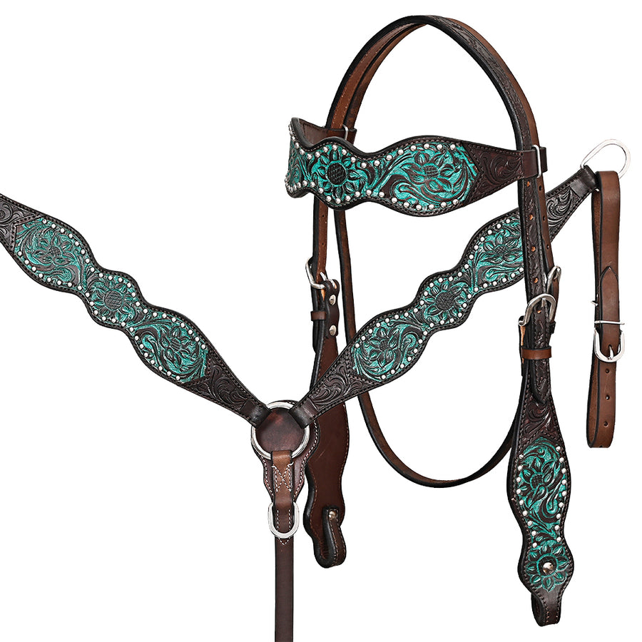 HILASON W. H. Headstall Breast Collar Leather Brown by Hilason – Cowboy and equestrian accessories