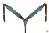 HILASON Western Horse Floral Headstall Breast Collar Set American Leather Brown | Tack for Horses