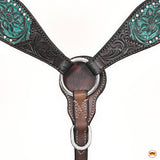 HILASON Western Horse Floral Headstall Breast Collar Set American Leather Brown | Tack for Horses