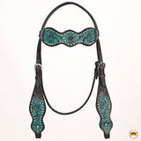 HILASON Western Horse Floral Headstall Breast Collar Set American Leather Brown | Tack for Horses