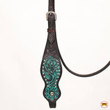 HILASON Western Horse Floral Headstall Breast Collar Set American Leather Brown | Tack for Horses