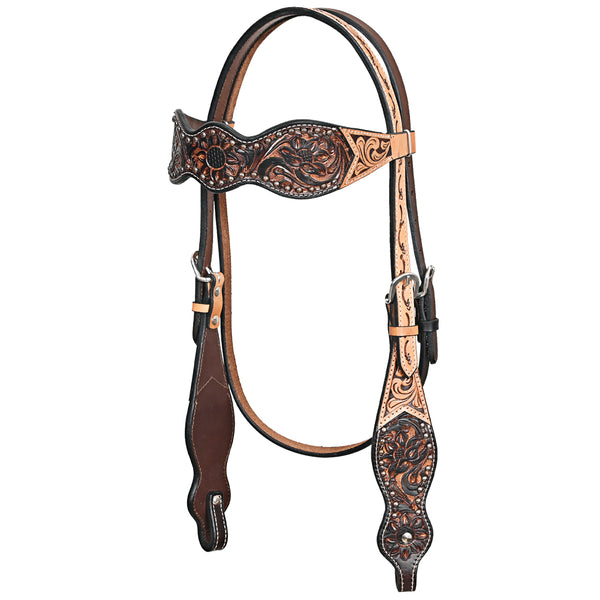 HILASON Western Horse Headstall American Leather Brown - Hilason