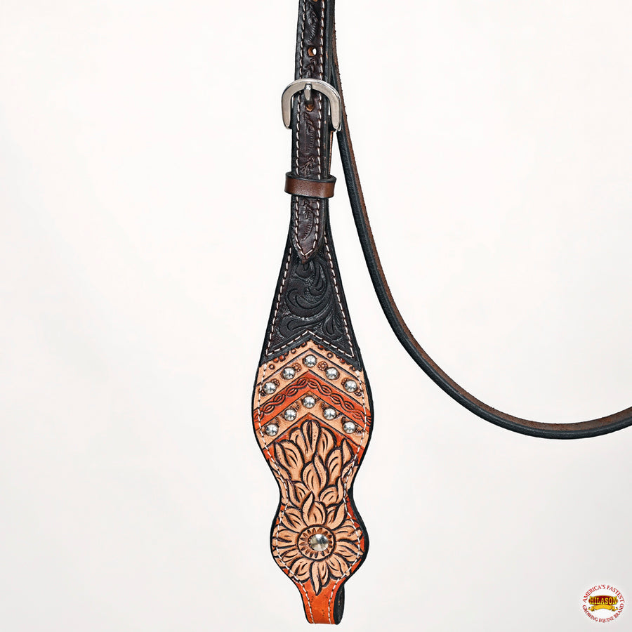HILASON Western Horse Floral Headstall Breast Collar Set American Leather Brown | Tack for Horses