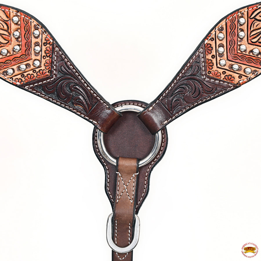 HILASON Western Horse Floral Headstall Breast Collar Set American Leather Brown | Tack for Horses