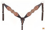 HILASON Western Horse Floral Headstall Breast Collar Set American Leather Brown | Tack for Horses