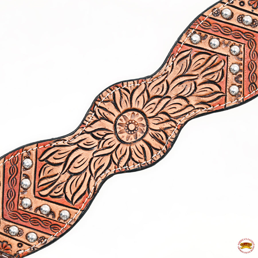 HILASON Western Horse Floral Headstall Breast Collar Set American Leather Brown | Tack for Horses