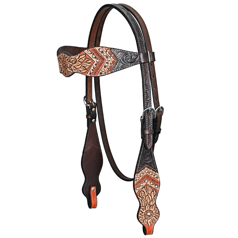 HILASON Western Horse Headstall American Leather Brown - Hilason