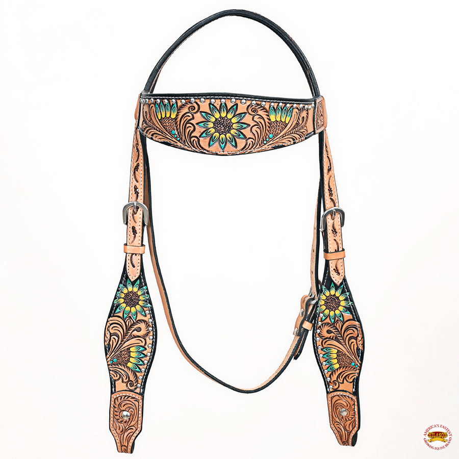HILASON Western Horse Headstall Breast Collar American Leather Tan