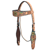 HILASON Western Horse Headstall Breast Collar Leather Tan