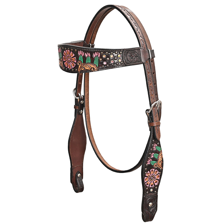 HILASON Western Horse Headstall & Breast Collar American Leather Hand Carving