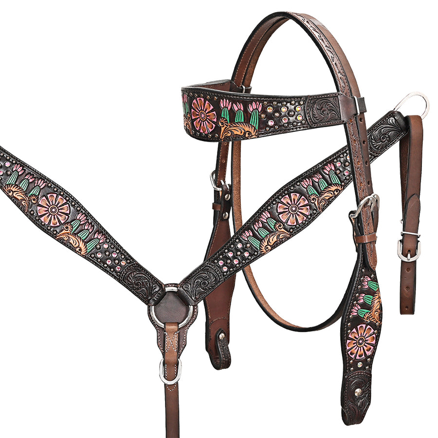 HILASON Western Horse Headstall Breast Collar Leather Brown - Uhorse