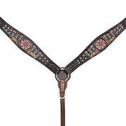 HILASON Western Horse Floral Headstall Breast Collar Set American Leather Brown | Tack for Horses