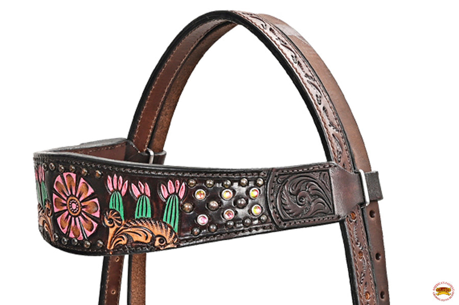 HILASON Western Horse Floral Headstall Breast Collar Set American Leather Brown | Tack for Horses
