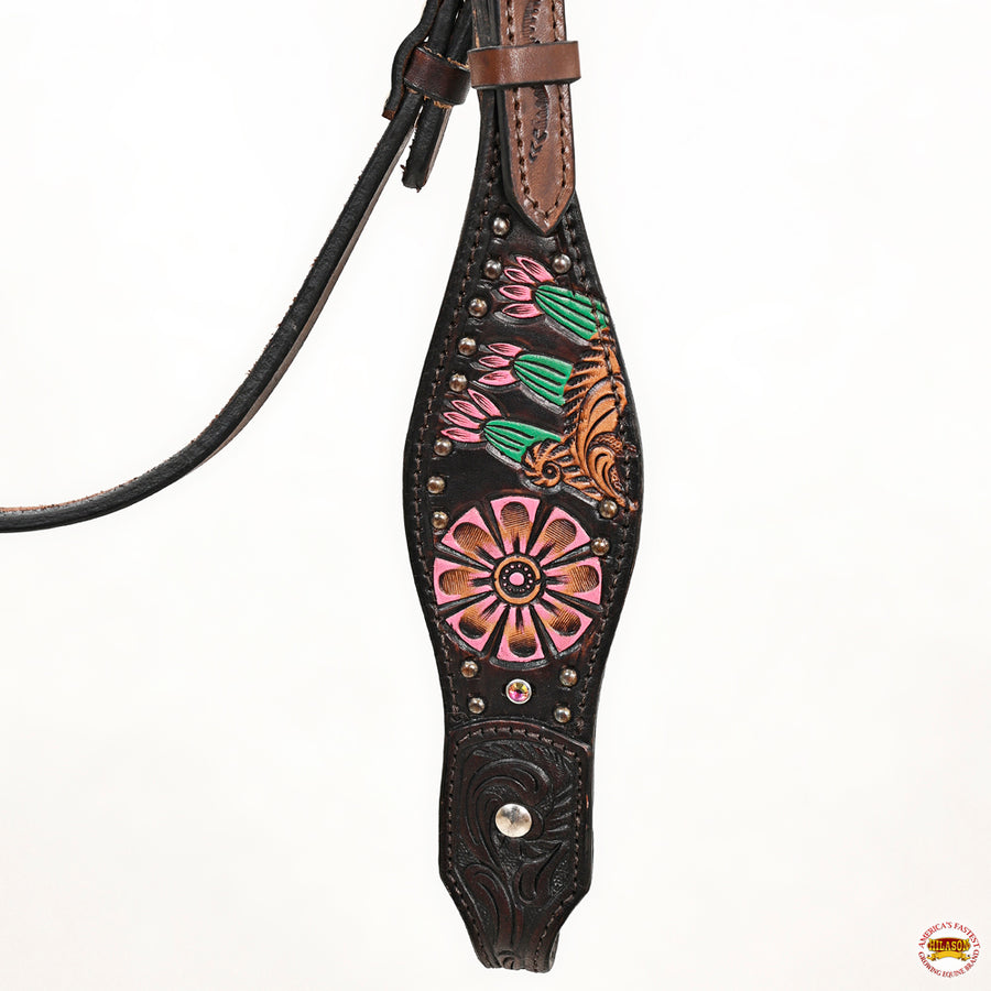 HILASON Western Horse Floral Headstall Breast Collar Set American Leather Brown | Tack for Horses