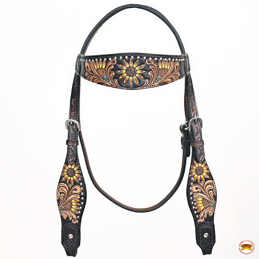 HILASON Western Horse Headstall & Breast Collar American Leather Hand Carving