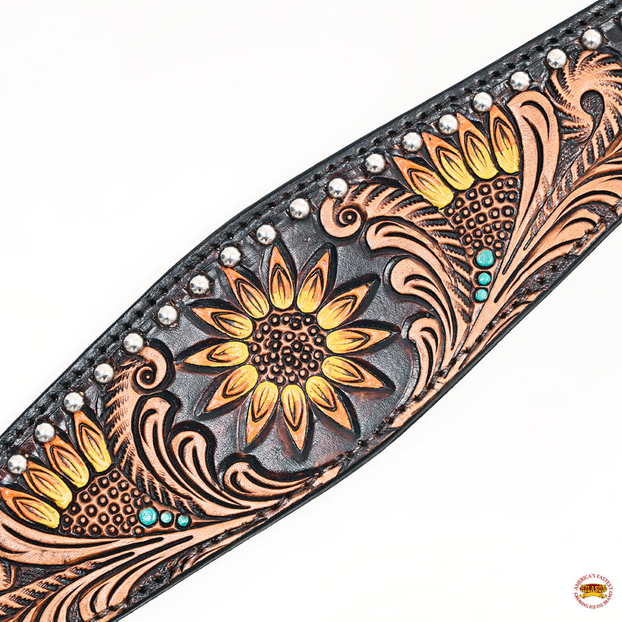 HILASON Western Horse Floral Headstall Breast Collar Set American Leather Brown | Tack for Horses