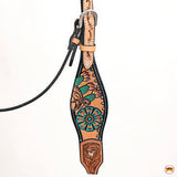 HILASON Western Horse Headstall & Breast Collar American Leather Floral Carving