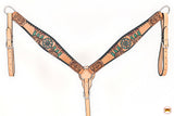 HILASON Western Horse Headstall & Breast Collar American Leather Floral Carving