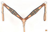 HILASON Western Horse Headstall & Breast Collar American Leather Floral Carving
