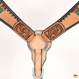 HILASON Western Horse Headstall & Breast Collar American Leather Floral Carving