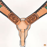 HILASON Western Horse Headstall & Breast Collar American Leather Floral Carving
