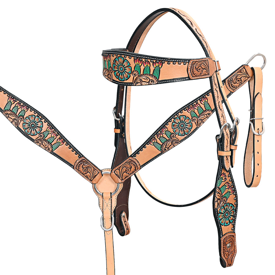 HILASON Western Horse Headstall Breast Collar Leather Tan - Uhorse