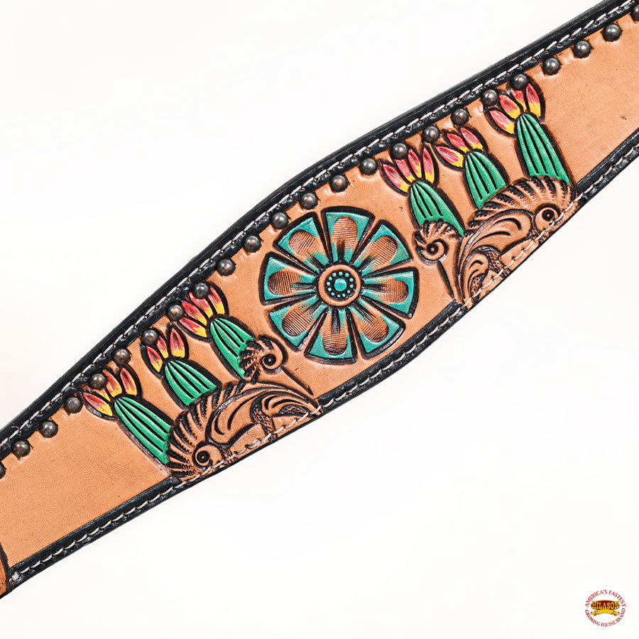 HILASON Western Horse Floral Headstall Breast Collar Set American Leather Tan | Tack for Horses