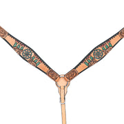 HILASON Western Horse Floral Headstall Breast Collar Set American Leather Tan | Tack for Horses