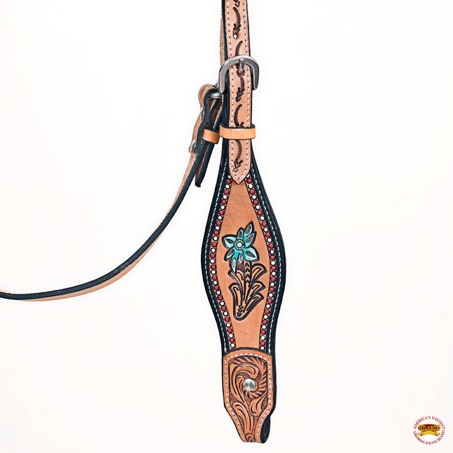 HILASON Western Horse Headstall & Breast Collar American Leather Floral Carving