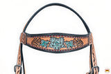 HILASON Western Horse Headstall & Breast Collar American Leather Floral Carving