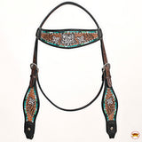 HILASON Western Horse Headstall & Breast Collar American Leather Floral Carving