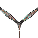 HILASON Western Horse Headstall & Breast Collar American Leather Floral Carving