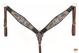 HILASON Western Horse Headstall & Breast Collar American Leather Floral Carving