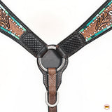 HILASON Western Horse Headstall & Breast Collar American Leather Floral Carving