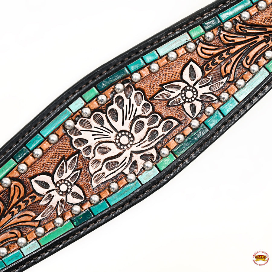 HILASON Western Horse Headstall & Breast Collar American Leather Floral Carving
