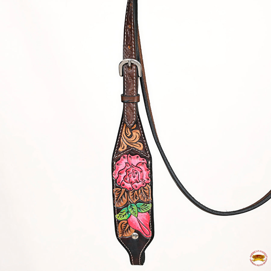 HILASON Western Horse Floral Headstall Breast Collar Set American Leather Tan | Tack for Horses