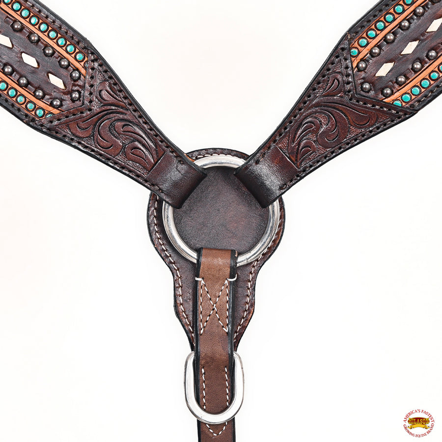 HILASON Western Horse Headstall Breast Collar Leather Tan | Tack Set for Horses